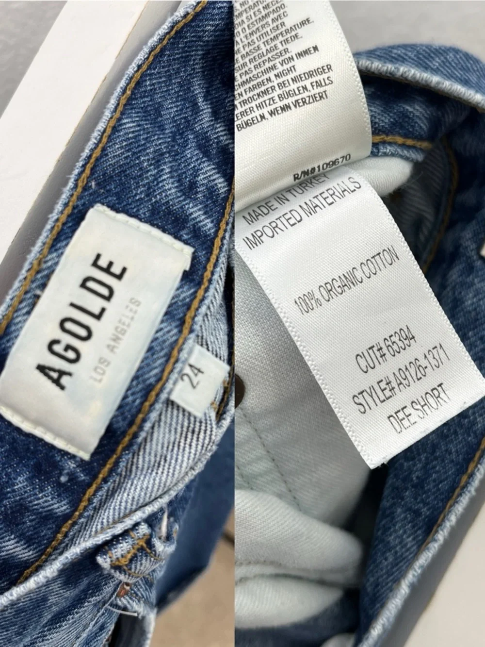Agolde High-Waist Indigo Rolled-Hem Denim Shorts - Picture 9 of 9